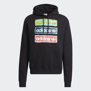 Adidas Originals Tri Linear Black Fleece Mens Hoodie Sweatshirt Size M - HT7333